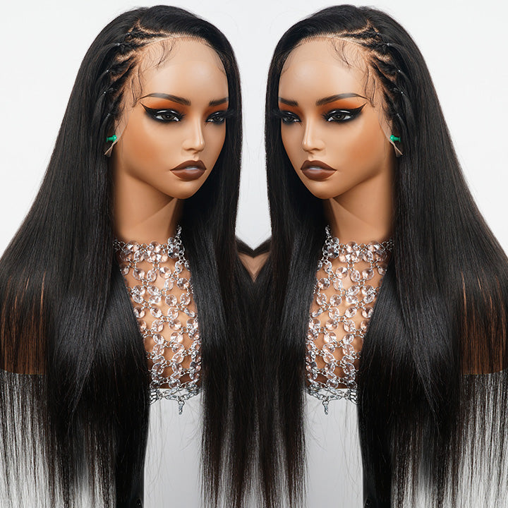 Straight Braids Lace Front Wig Clear Transparent Lace Silk Human Hair Wig- Amanda Hair