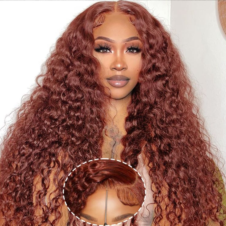$100 off full $100| Reddish Brown Curly Tranparent Lace Wig Flash Sale