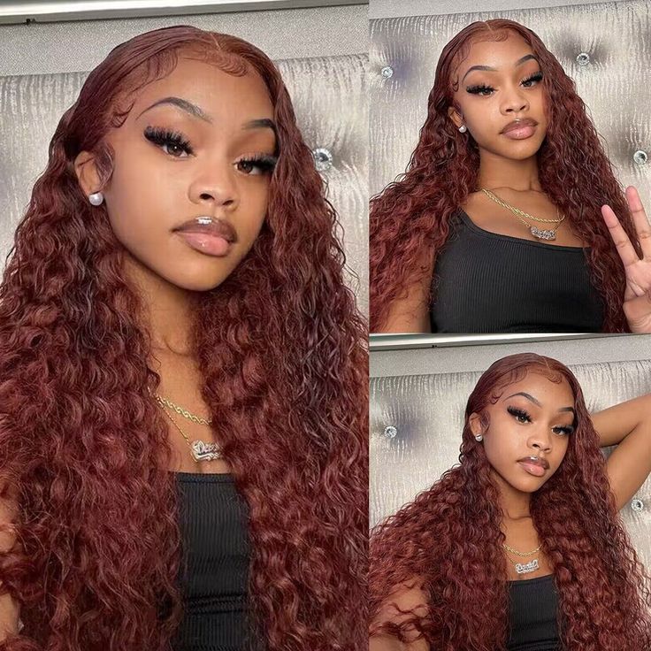 $100 off full $100| Reddish Brown Curly Tranparent Lace Wig Flash Sale