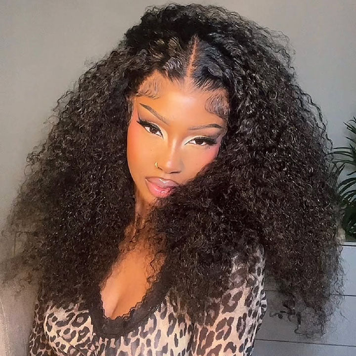 Amanda Glueless Thick Fluffy Afro Curly Human Hair Bob Wigs 7x5 / 13x4 Invisible Lace Wig For Women No Code Needed