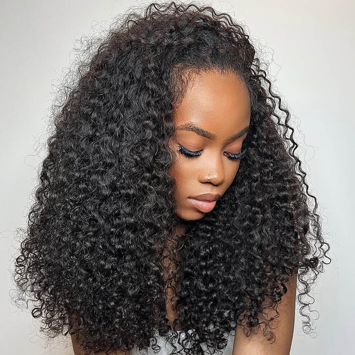 Amanda Hair - 3 In 1 Half Wig Kinky Curl Wear & Go Drawstring Band No Glue Need Coily Curl  Flip Over Wig Beginner Friendly Flash Sale