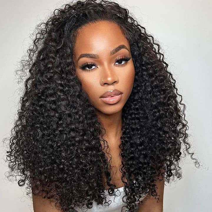 Amanda Hair - 3 In 1 Half Wig Kinky Curl Wear & Go Drawstring Band No Glue Need Coily Curl  Flip Over Wig Beginner Friendly Flash Sale