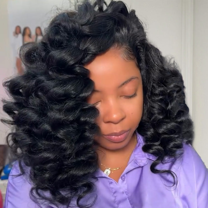 Glueless Human Hair Clear Transparent Lace Front Wand Curly Wigs For Women-Amanda Hair