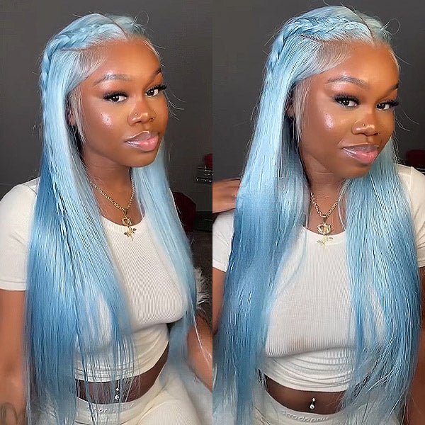 Colorful Straight Lace Frontal Transaparent Wigs Transparent HD Lace Wigs Pre-plucked with Baby Hair