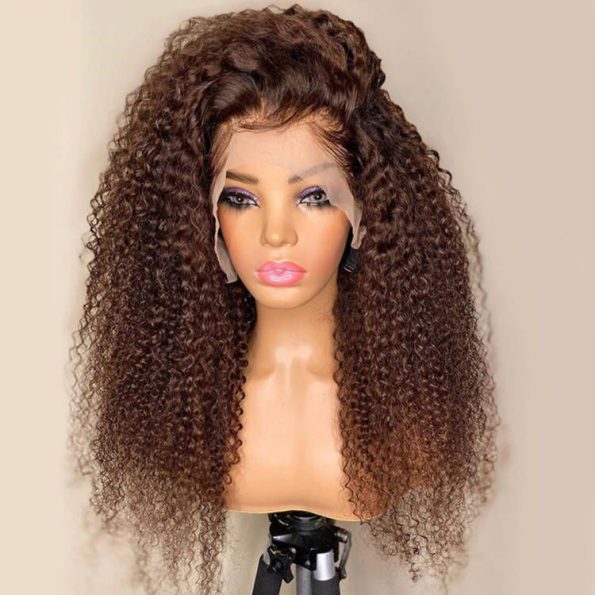 Extra 38% Off Clearance Chestnut Spanish Curly HD Transparent Lace Front Wigs Deep Hairline 100% Human Hair -Amanda Hair