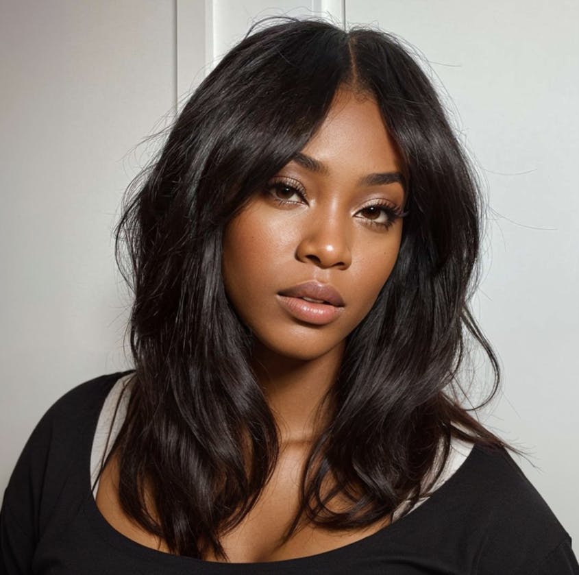 Glueless Natural Wavy Curtain Bangs Hair Clear Transparent Lace Front Wigs For Women-Amanda Hair
