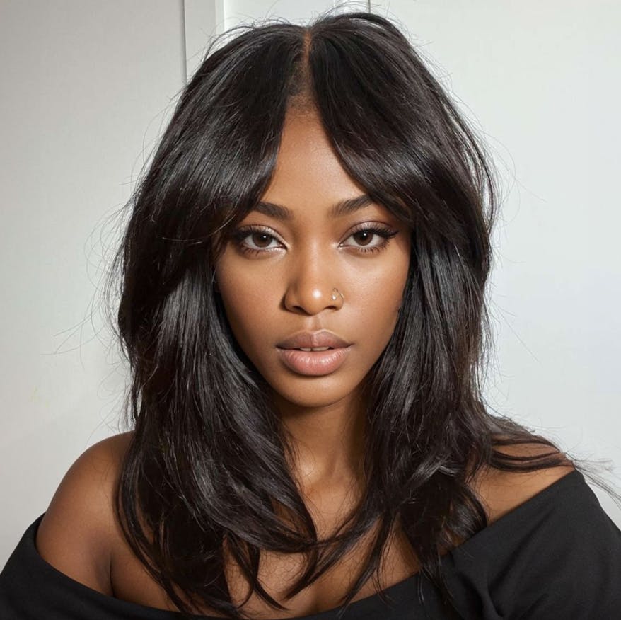 Glueless Natural Wavy Curtain Bangs Hair Clear Transparent Lace Front Wigs For Women-Amanda Hair