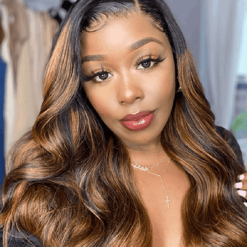 Highlights Blonde Wig Human Hair Transparent HD 13X4Lace Frontal Body Wave Wig Pre Plucked Glueless Wig -AmandaHair
