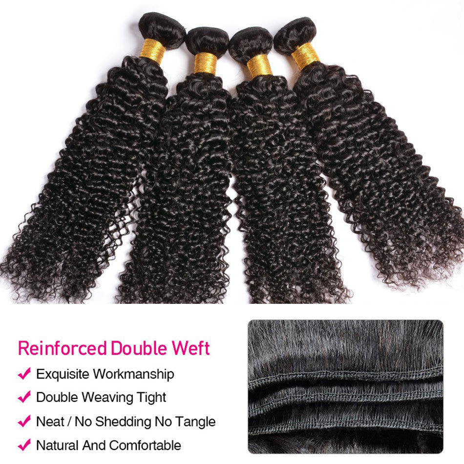 Amanda Malaysian Hair  Curly 4 Bundles With 4*4 Lace Closure 10A Grade 100% Remi Human Hair