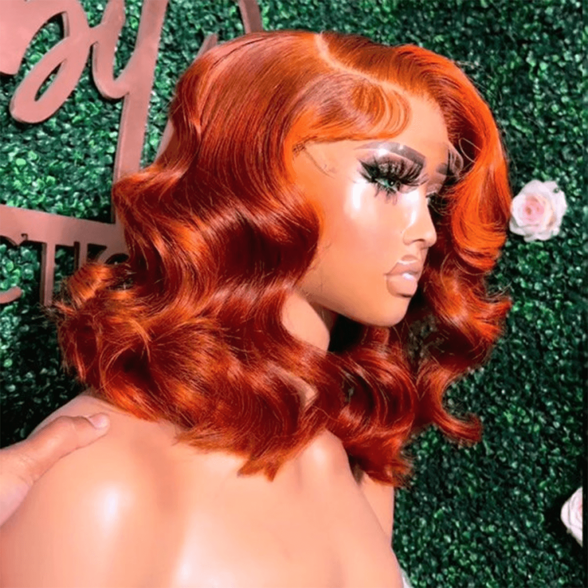 Ginger Color Glueless Wig Mid Length Body Wave Glueless Lace Wig Human Hair 13*4 Lace Front Colored Wigs -Amanda Hair