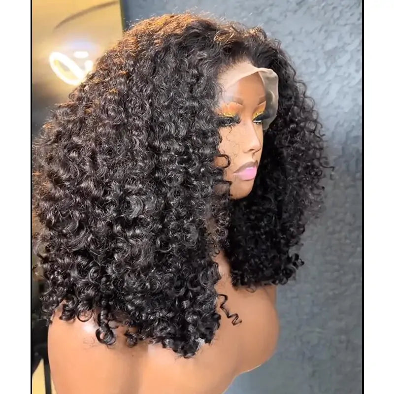 Glueless Curly Human Hair Invisible Lace Bob Wigs Pre Plucked Hairline For Women No Code Needed -Amanda Hair