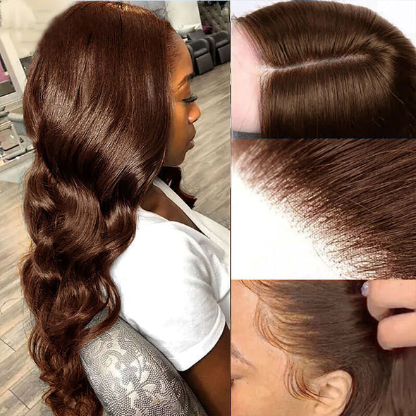Dark Brown Lace Front Wigs Transparent Lace #4  Colored Human Hair Wigs-Amanda Hair