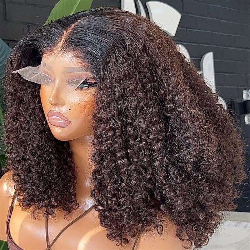 Glueless Curly Human Hair Invisible Lace Bob Wigs Pre Plucked Hairline For Women No Code Needed -Amanda Hair