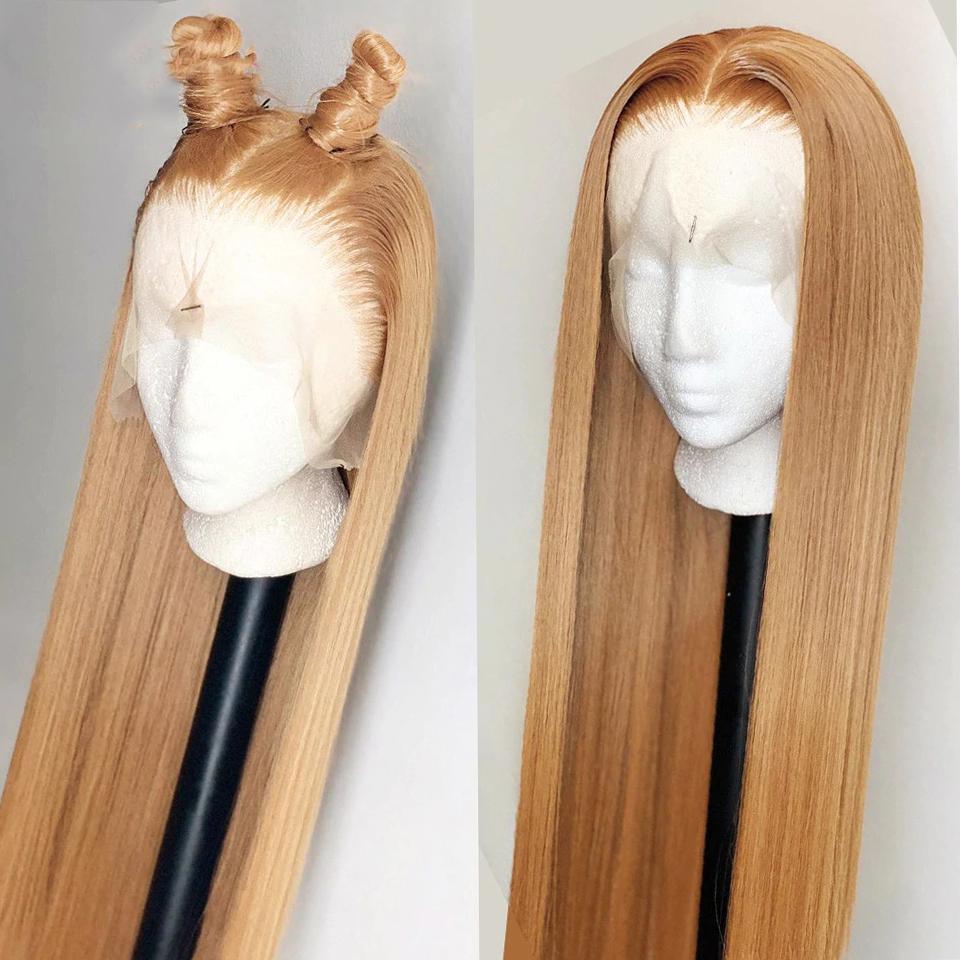 Honey Blonde #27 Straight 4x4/5x5/13x4  Lace Closure/Frontal Transaparent Wigs 150%/180% Density HD Lace Wigs Pre-plucked with Baby Hair
