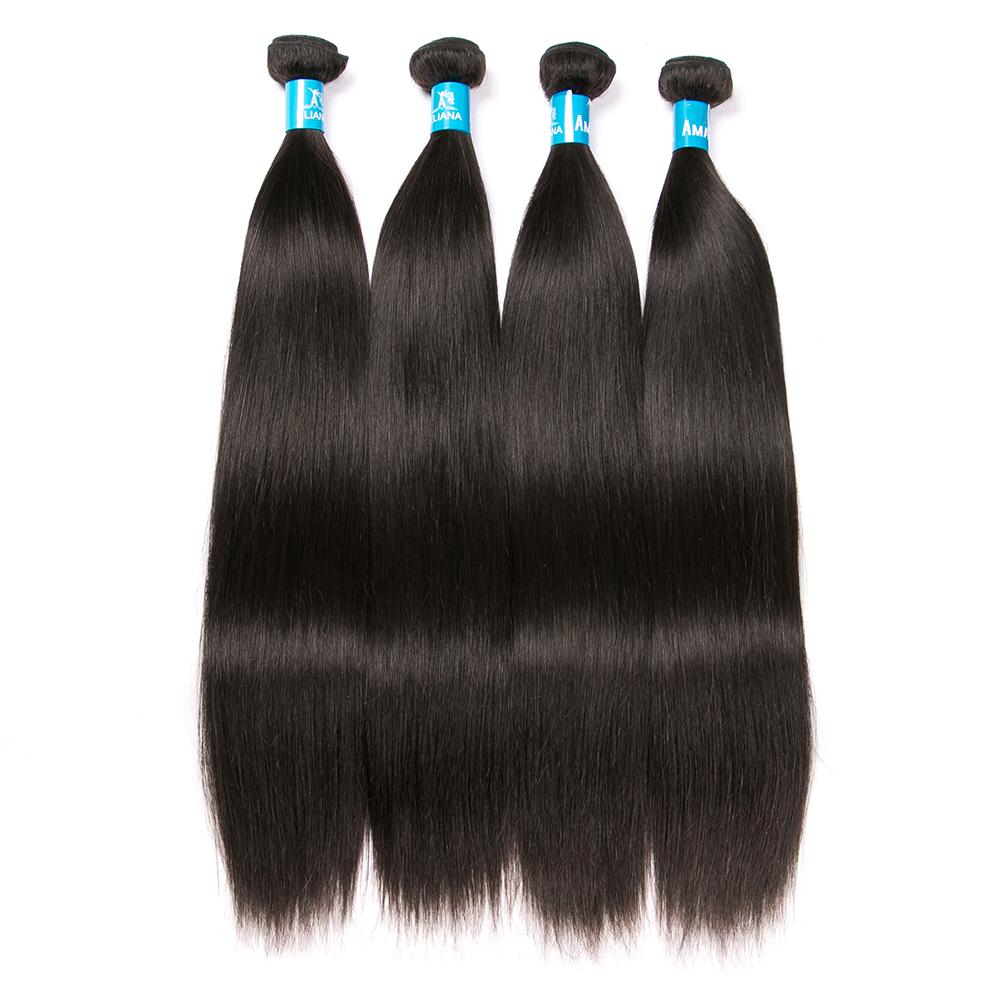 Brazilian Straight Hair 4 Bundles With 13*4 Lace Frontal 9A Grade 100% Unprocessed Human Hair - Amanda Hair