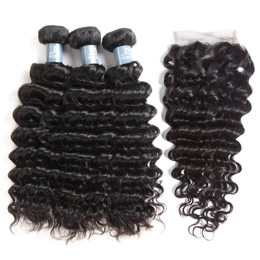 Brazilian Kinky Curly 4 Bundles With 4*4 Lace Closure 9A Grade 100% Unprocessed Human Hair - Amanda Hair