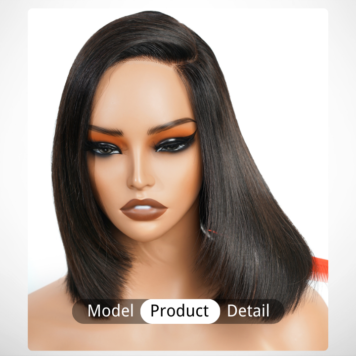 Glueless Brazilian Straight Short Bob Lace Wigs Transparent Pre Plucked Hairline Nature Color -Amanda Hair