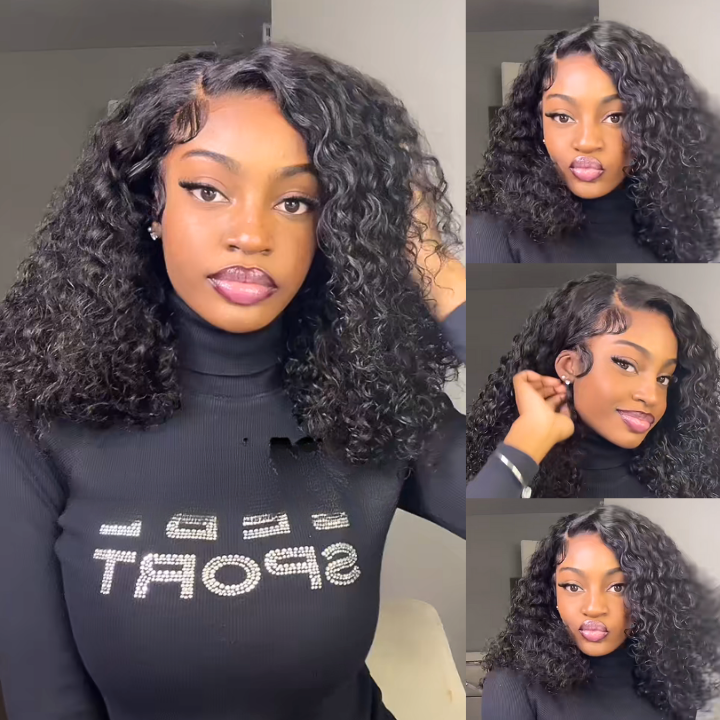 Afro Curly 13*4/5*7 Brazilian Curly Human Hair Bob Wigs Flash Sale