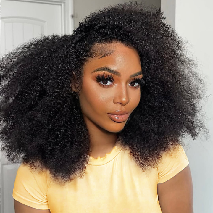 Amanda Hair - 3 In 1 Half Wig Kinky Curl Wear & Go Drawstring Band No Glue Need Coily Curl  Flip Over Wig Beginner Friendly Flash Sale