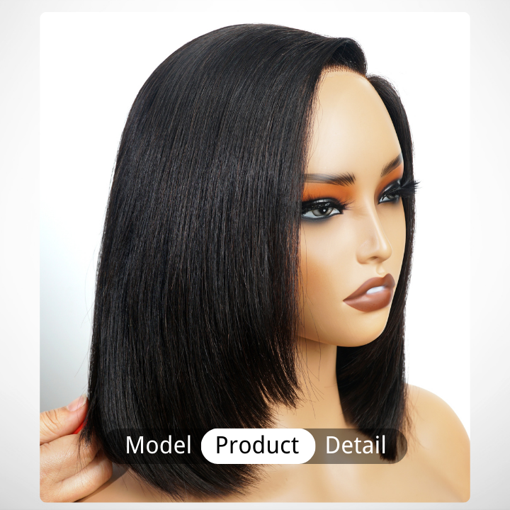 Glueless Brazilian Straight Short Bob Lace Wigs Transparent Pre Plucked Hairline Nature Color -Amanda Hair
