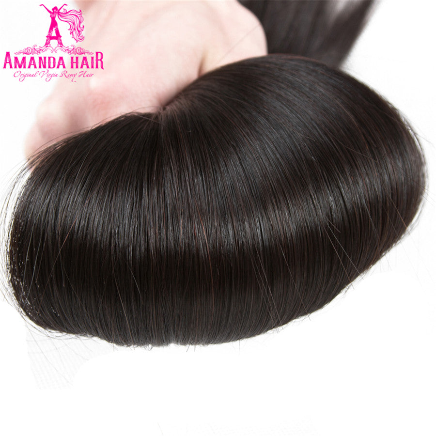 Brazilian Straight Hair 4 Bundles With 4*4 Lace Closure 10A Grade 100% Remy Human Hair - Amanda Hair