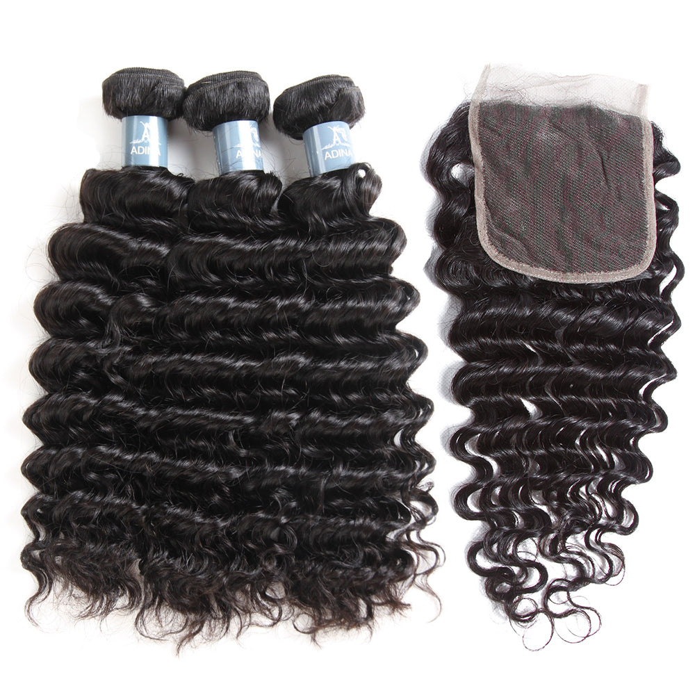 Brazilian Kinky Curly 4 Bundles With 4*4 Lace Closure 9A Grade 100% Unprocessed Human Hair - Amanda Hair