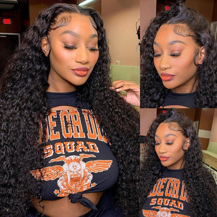 Deep Wave 13*6 Lace Wigs 100% Human Hair Transparent Lace Front Wigs-Amanda Hair