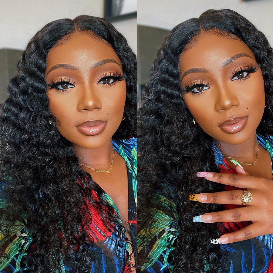 Water Wave U Part Human Hair Wigs 150% Density U Shape Leave Out Glueless Wigs - Amanda Hair