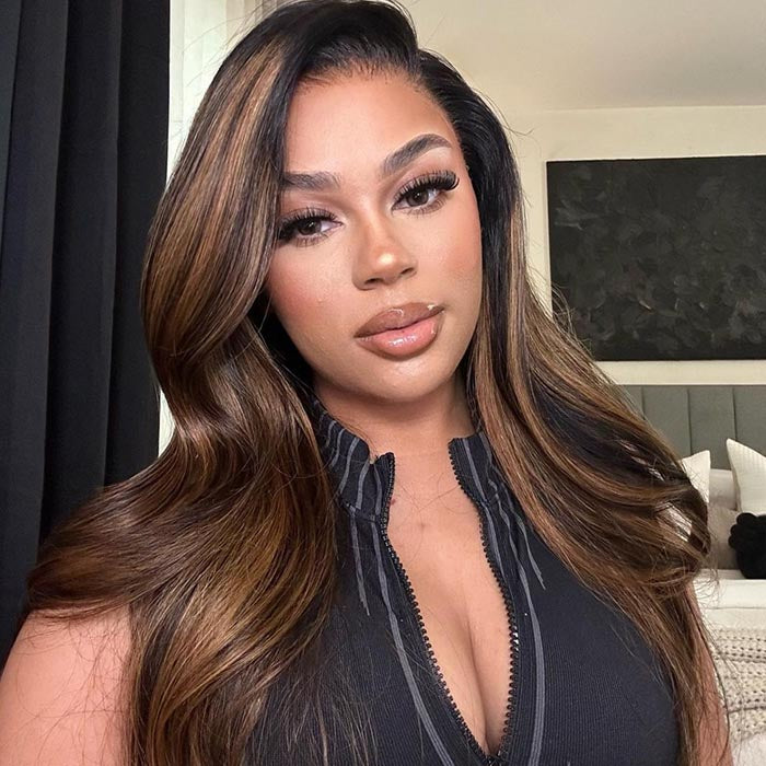 FLASH SALE $99 Blayage Highlight 1B/30 Color Body Wave Human Hair 13x4 Lace Front Wigs