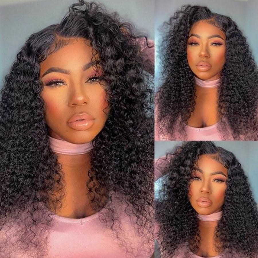 Amanda Factory Outlet 4*4 Curly Human Hair Wig Remy Malaysian Curly Wig 100% Human Hair Lace Closure Wig 150% Kinky Curly Lace Front Wig