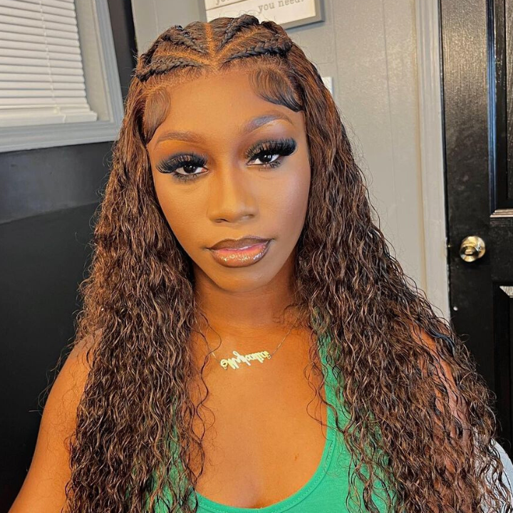Chestnut Water Wave 13*6 HD Lace Wigs Deep Hairline 100% Human Hair Transparent Lace Front Wigs-Amanda Hair