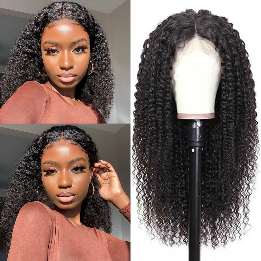 Amanda Factory Outlet 4*4 Curly Human Hair Wig Remy Malaysian Curly Wig 100% Human Hair Lace Closure Wig 150% Kinky Curly Lace Front Wig