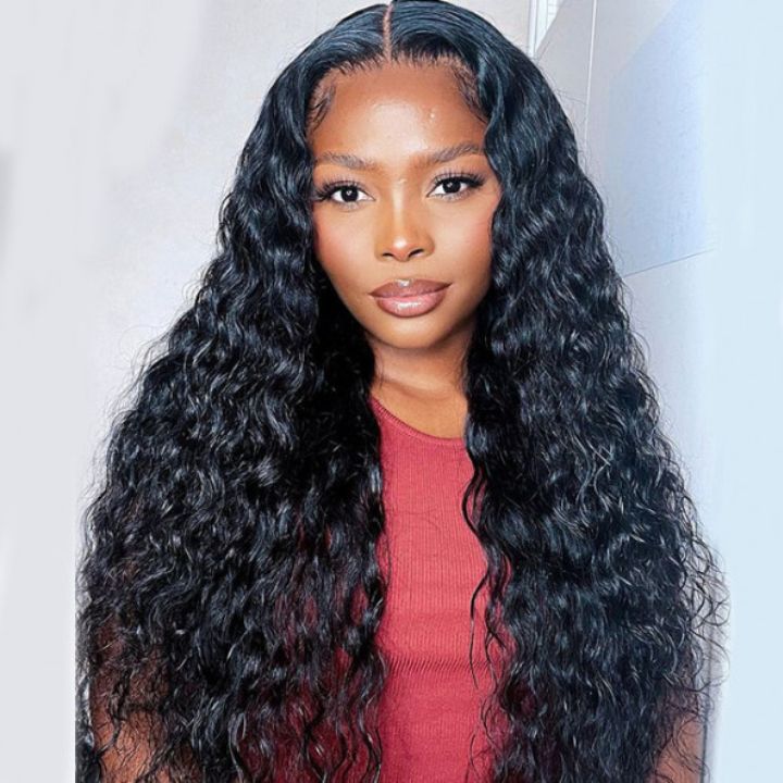 Stock Limited: Glueless 30" Long Water Wave 13*4 HD Transparent Lace Frontal Wig 150% Density