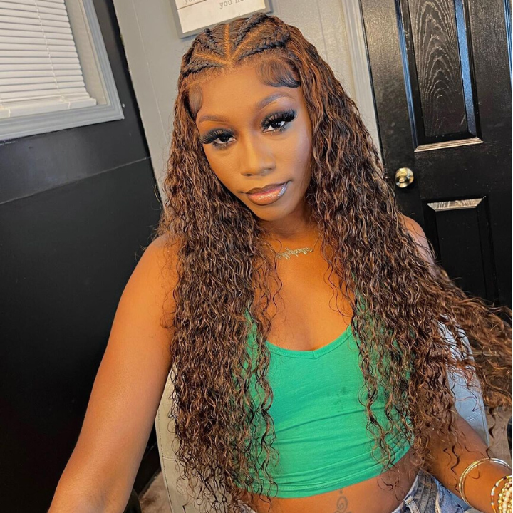 Chestnut Water Wave 13*6 HD Lace Wigs Deep Hairline 100% Human Hair Transparent Lace Front Wigs-Amanda Hair