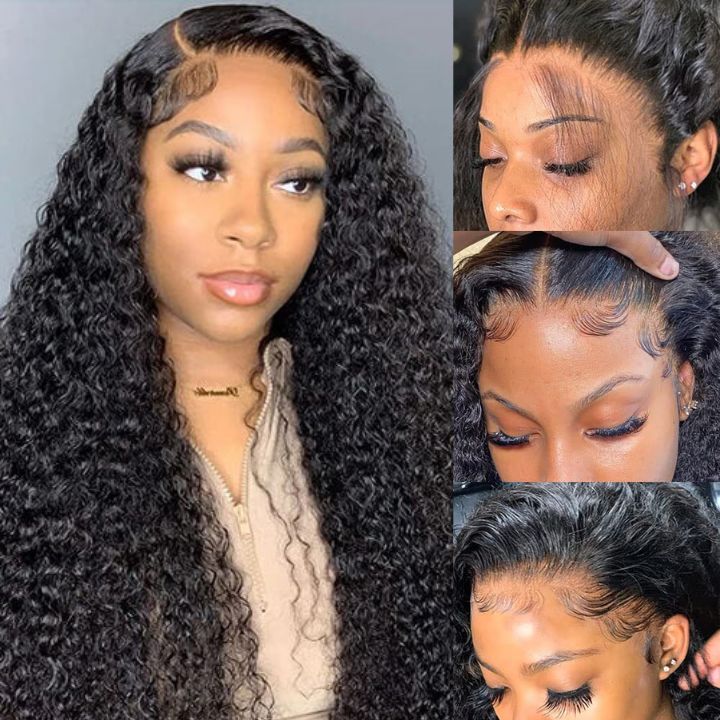 Tiktok Amb.byrd Same Wig Deep Wave 13*4 Transparent HD Lace Frontal Best Glueless Wigs Curly Natural Hair-Amanda Hair