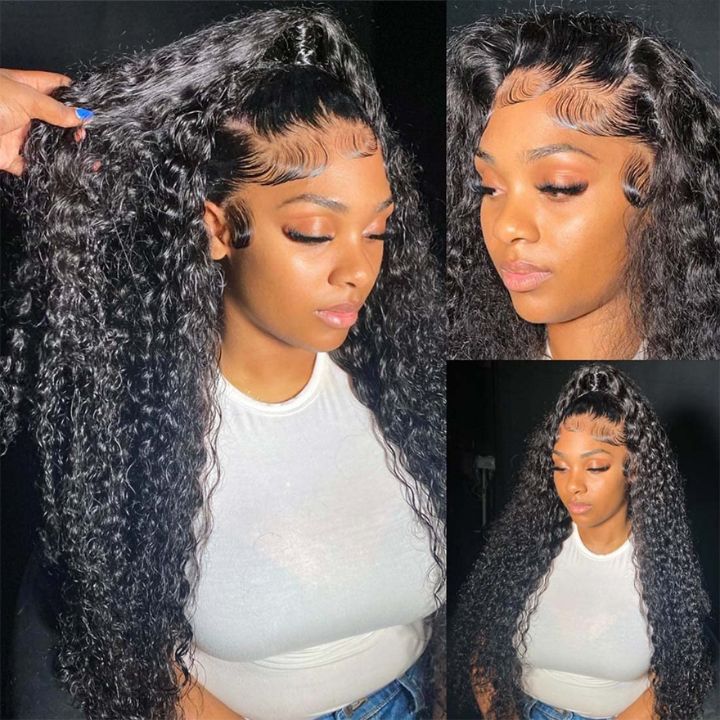 Tiktok Amb.byrd Same Wig Deep Wave 13*4 Transparent HD Lace Frontal Best Glueless Wigs Curly Natural Hair-Amanda Hair