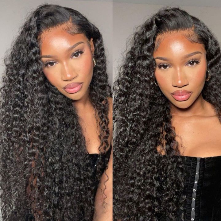 Tiktok Amb.byrd Same Wig Deep Wave 13*4 Transparent HD Lace Frontal Best Glueless Wigs Curly Natural Hair-Amanda Hair