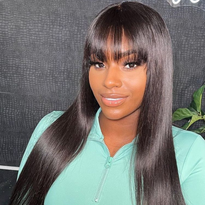 Wear And Go Long Curtain Bangs Straight Hair Wig-Amanda Hair