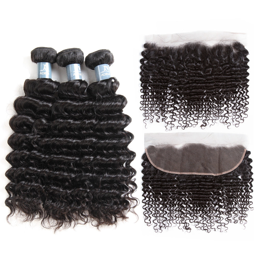 Brazilian Hair Kinky Curly 3 Bundles With 13*4 Lace Frontal 9A Grade 100% Unprocessed Human Hair Extensions - Amanda Hair