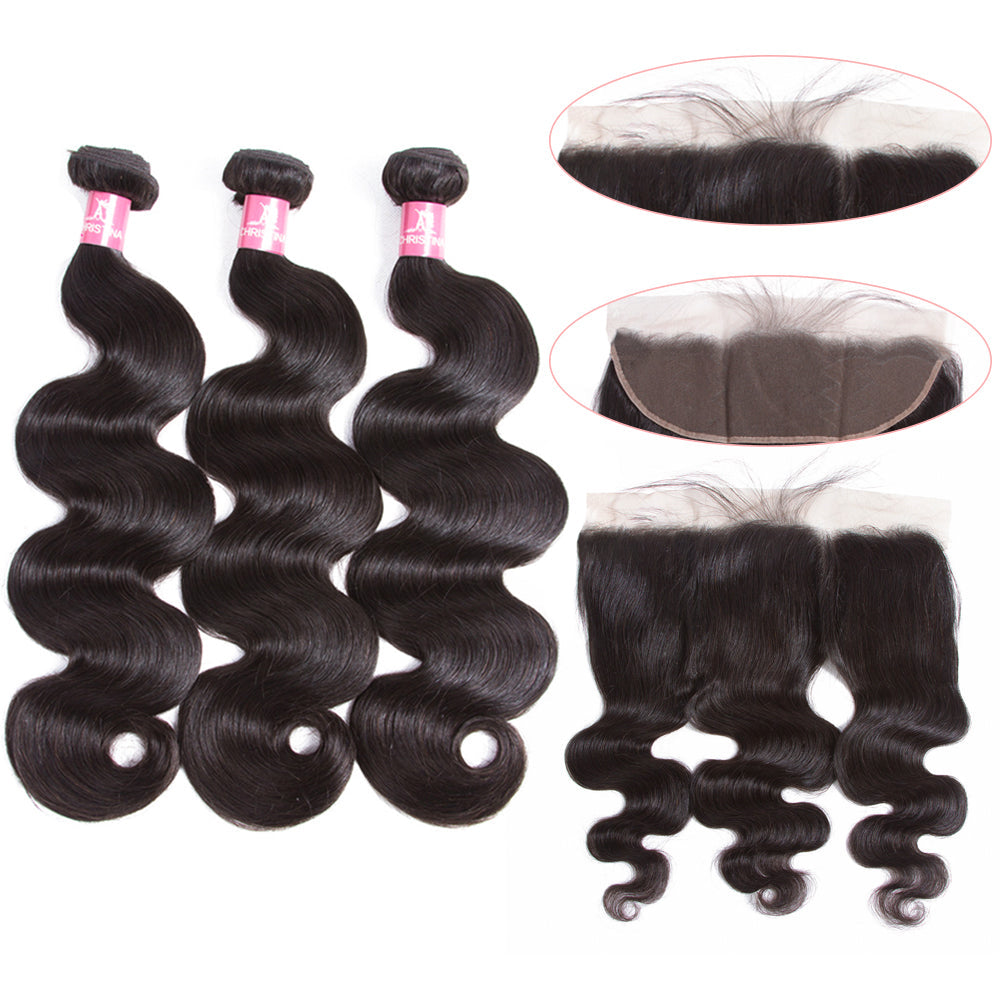 Amanda Body Wave 3 Bundles With 13*4 Frontal Weave Natural Color Mongolian 100% Remi Human Hair Sale