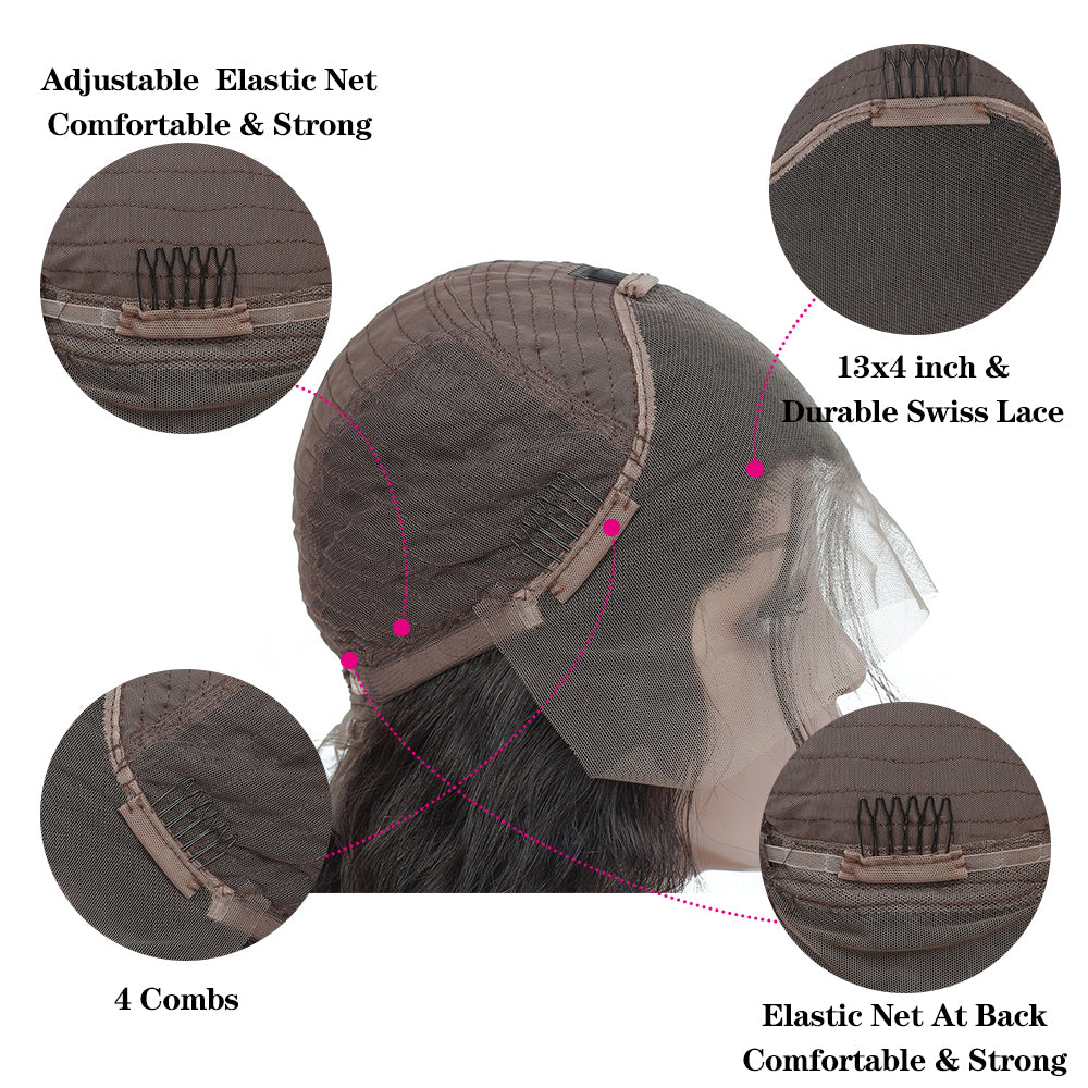 Water Wave 13*4 HD Transparent Lace Frontals Brazilian Hair Wig 150% Density Curly Wig-Amanda Hair