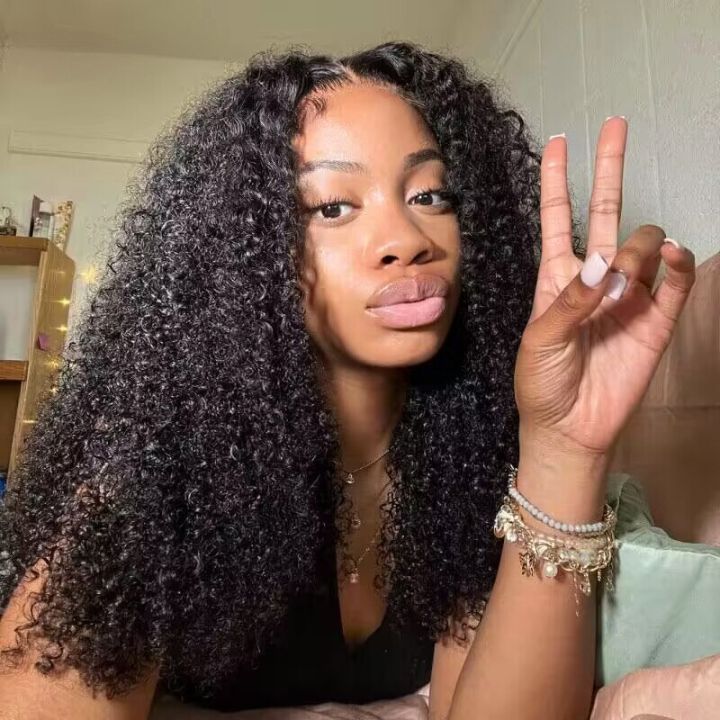 Virgin Kinky Curly Hair 13x4 HD Transparent Lace Front Wigs For Women-Amanda Hair