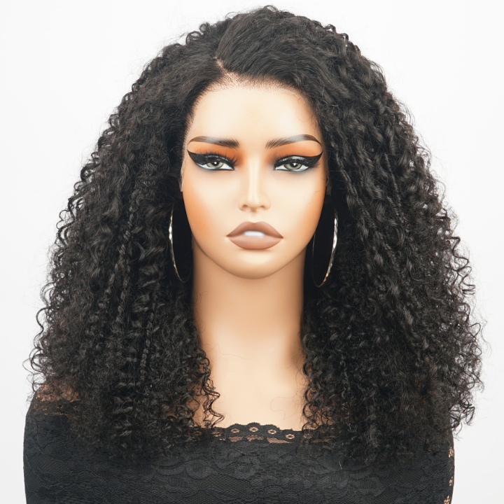 Glueless Fluffy  Afro Curly  Lace Front Wig 100% Human Hair - Clear Transparent Lace Front/Closure Human Hair Wig- Amanda Hair
