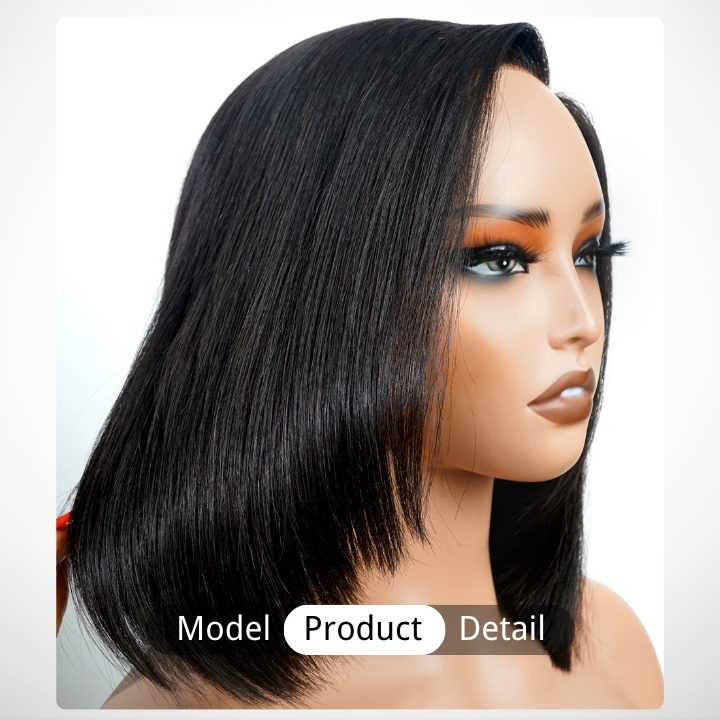 Glueless Brazilian Straight Short Bob Lace Wigs Transparent Pre Plucked Hairline Nature Color -Amanda Hair