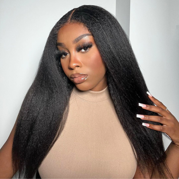 13x6 HD Transparent Yaki Lace Front Wigs Kinky Straight 100% Human Virgin Hair For Women  -Amanda Hair