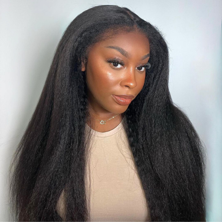 13x6 HD Transparent Yaki Lace Front Wigs Kinky Straight 100% Human Virgin Hair For Women  -Amanda Hair