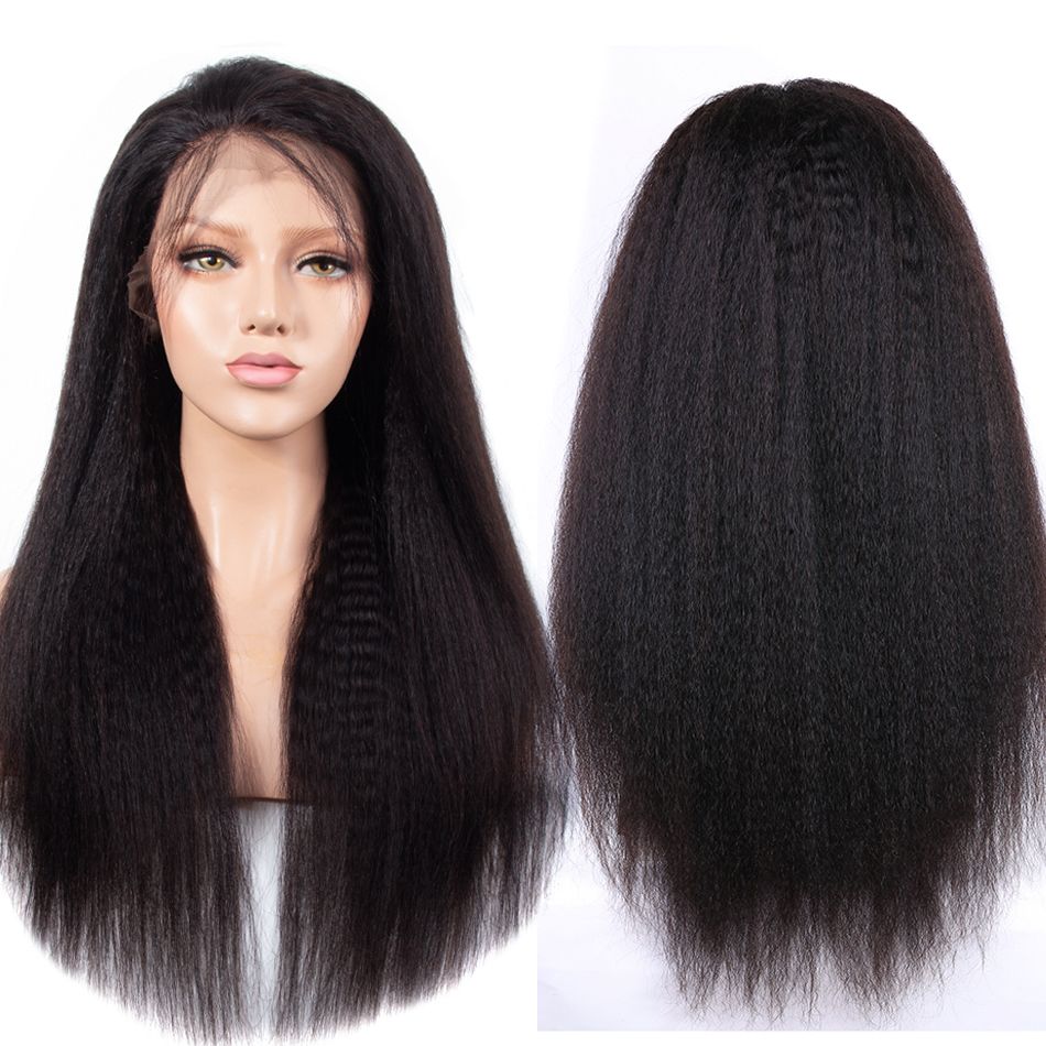 13x6 Glueless Lace Front Wig Kinky Straight Virgin Human Hair Wigs 180% Density For Women Pre Plucked With Baby Hair-Amanda Hair