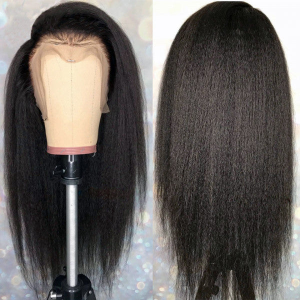 13x6 Glueless Lace Front Wig Kinky Straight Virgin Human Hair Wigs 180% Density For Women Pre Plucked With Baby Hair-Amanda Hair