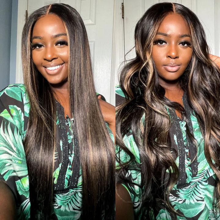 Highlight Gold Sand Straight 4x4/13x4  Lace Closure/Frontal Transaparent  HD Lace Wigs Pre-plucked with Baby Hair