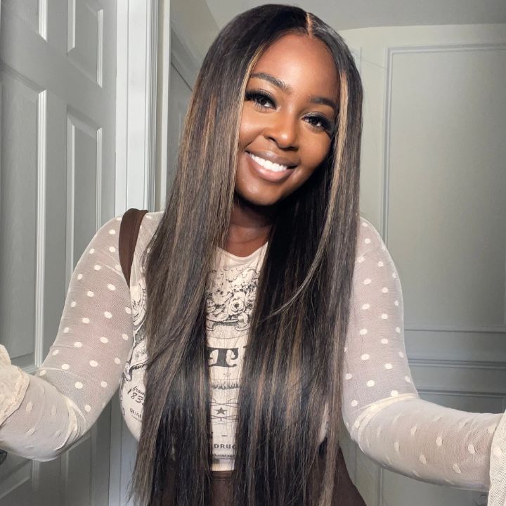Highlight Gold Sand Straight 4x4/13x4  Lace Closure/Frontal Transaparent  HD Lace Wigs Pre-plucked with Baby Hair